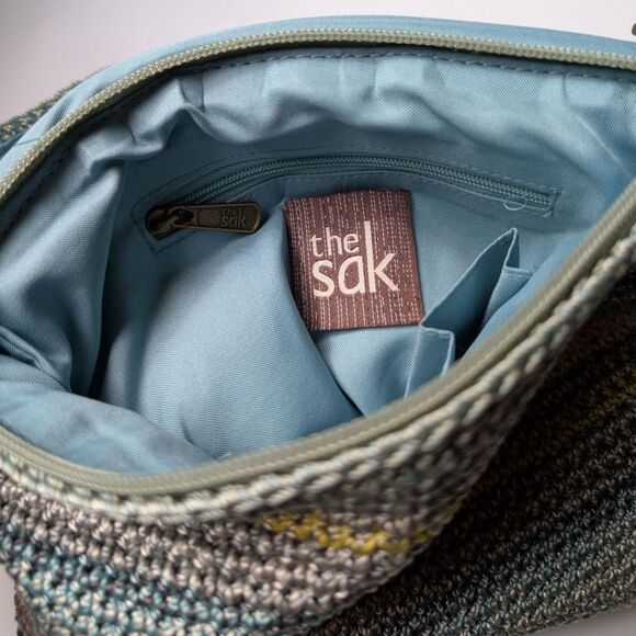 The Sak Boho Crochet Crossbody Bag - Striped Blue Green - Picture 6 of 12